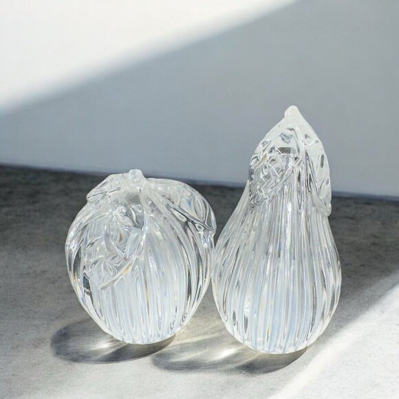 Gorham Apple And Pear Fruit Salt And Pepper Shakers Set 2 Clear Vintage Crystal - Picture 3 of 13